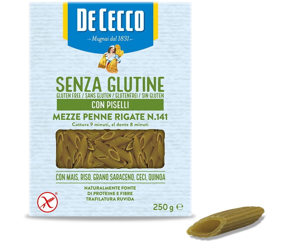 Italcibo DE CECCO  MEZZE PENNE RIGATE – PISELLI VERDI