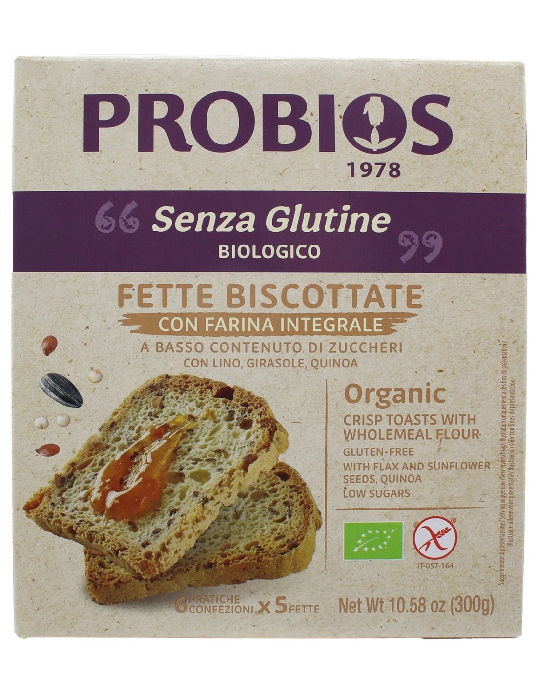 Probios FETTE BISCOTTATE FARINA INTEG S/G 300G