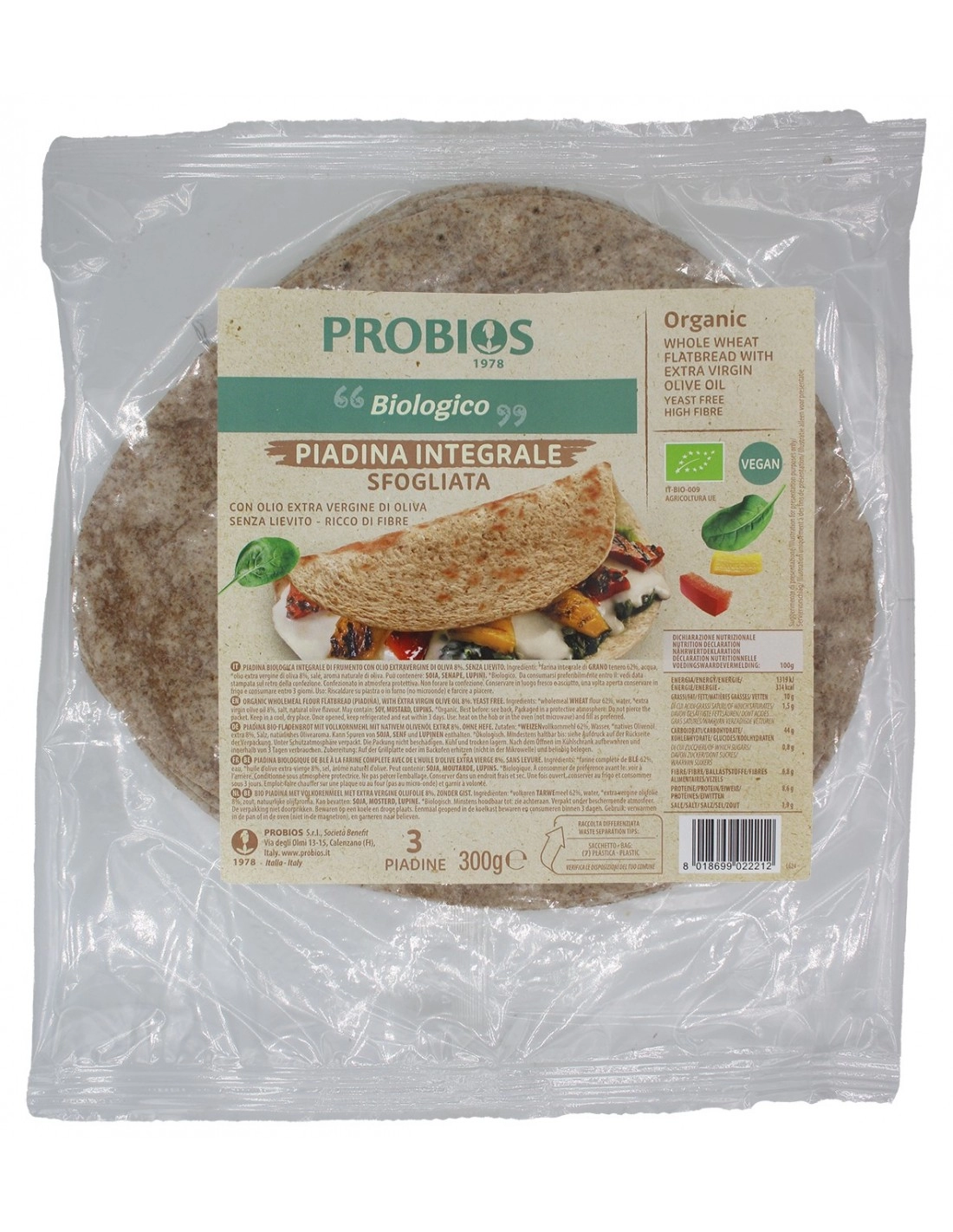 Probios PIADINA INTEGRALE 3X100G