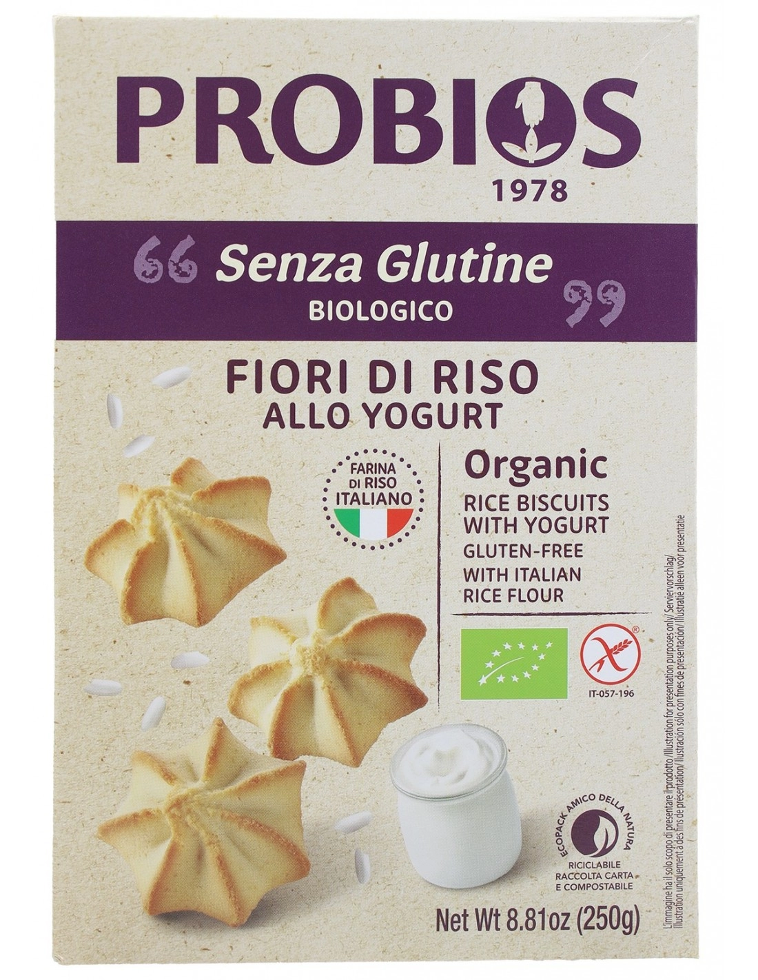 Probios FIORI DI RISO ALLO YOGURT S/G 250G