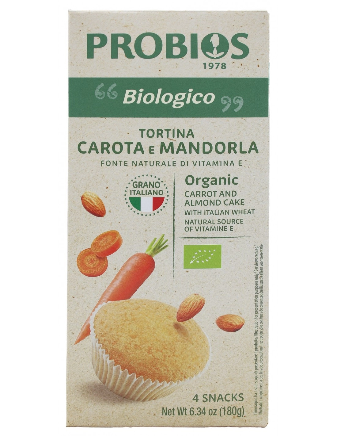 Probios TORTINA CAROTA E MANDORLE 4X45G