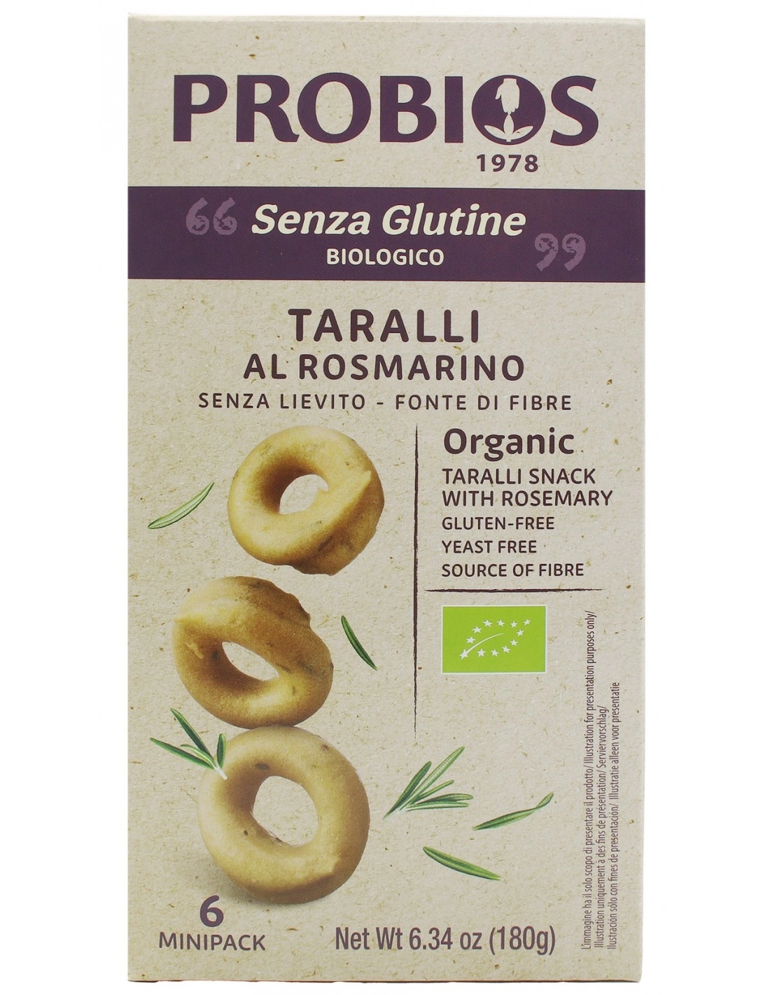 Probios TARALLI SENZA GLUTINE AL ROSMARINO 6X30G