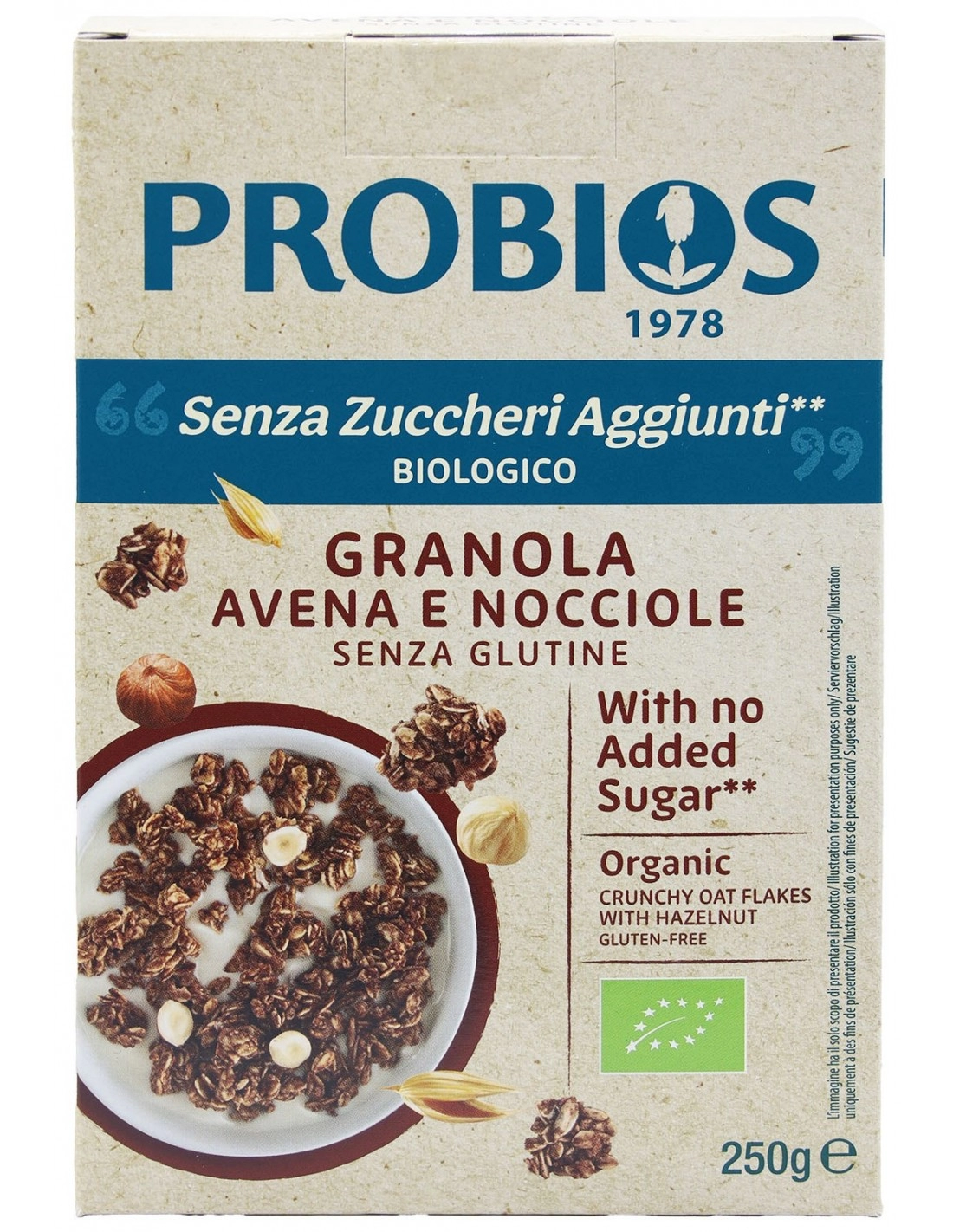 Probios GRANOLA AVENA E NOCCIOLA S/ZUCCHERI 250G