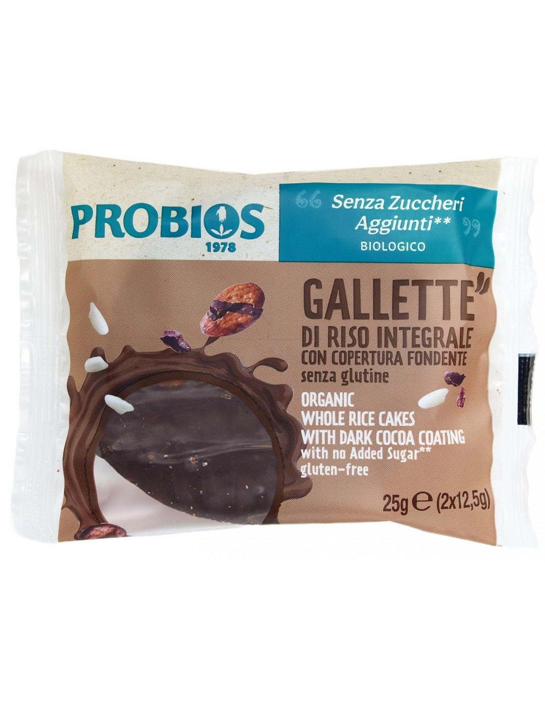 Probios GALLETTE DI RISO CIOCC. FONDENTE S/Z 25G