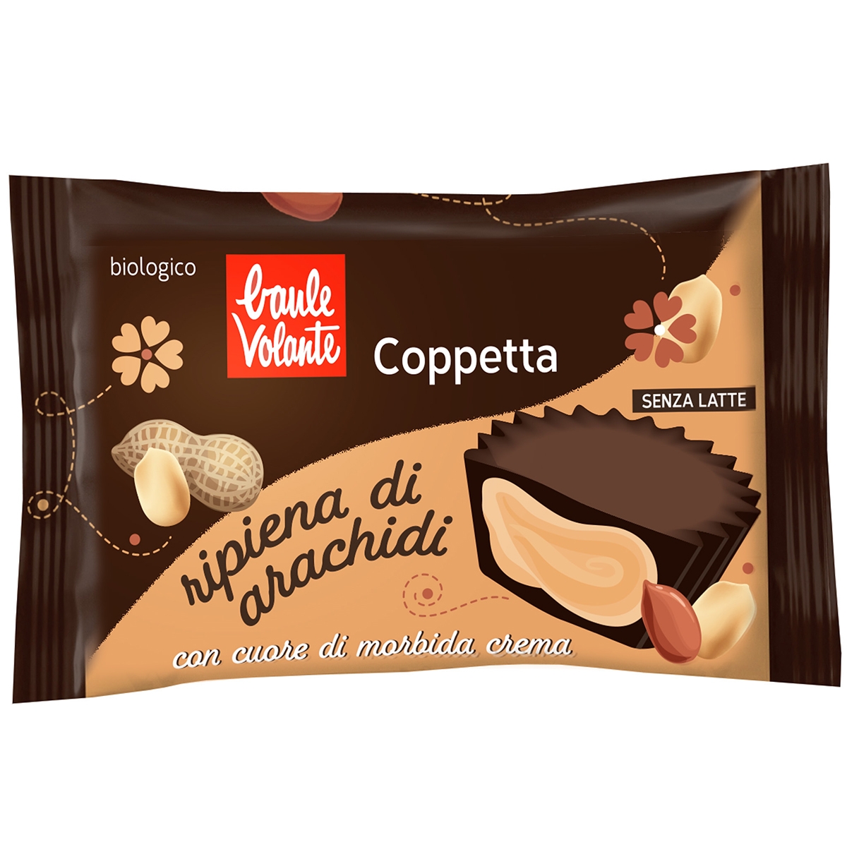 Biotobio Coppetta con cacao con cuore di morbida crema con arachidi