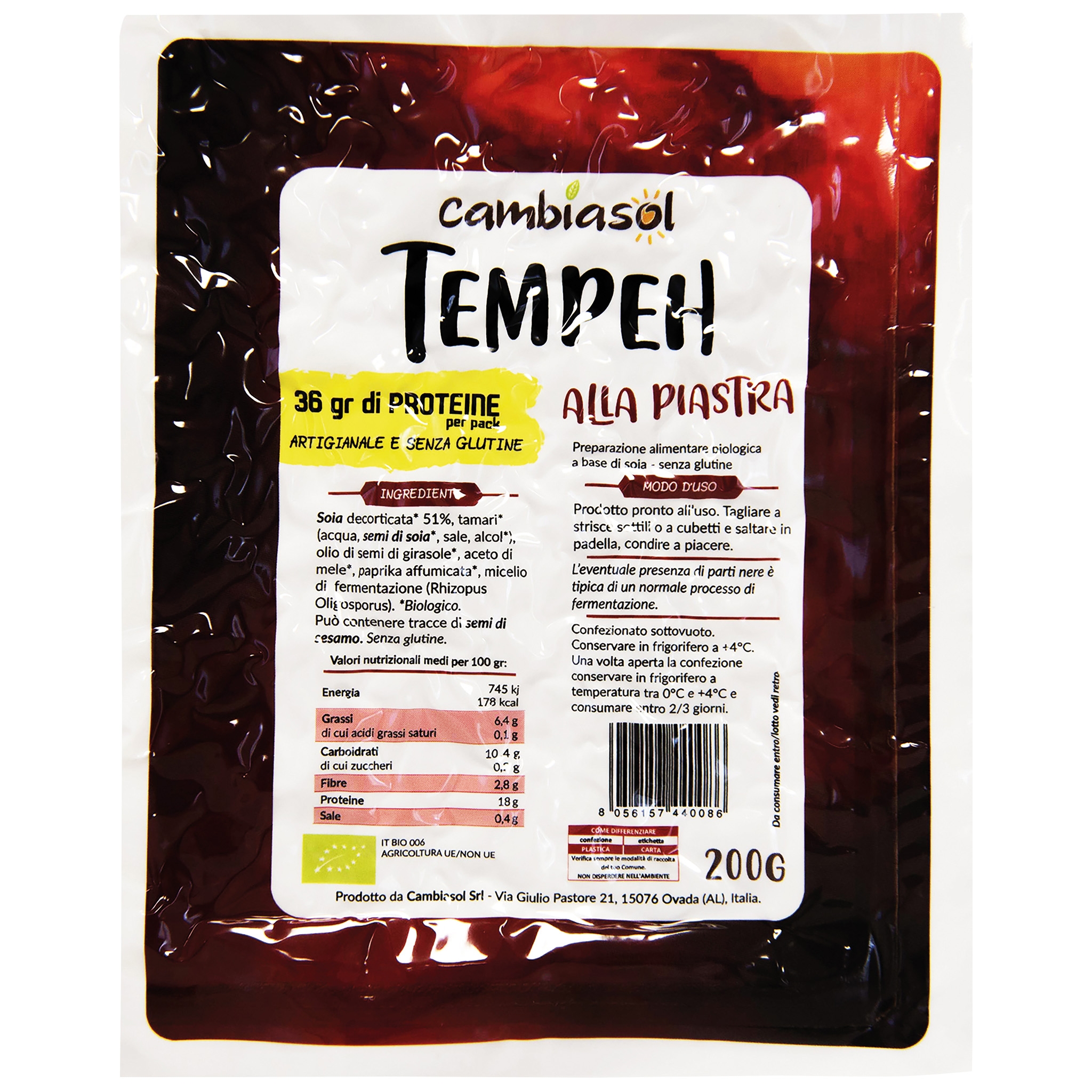 Biotobio Tempeh alla piastra