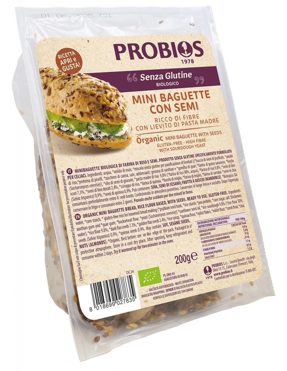 Probios MINI BAGUETTE CON SEMI
