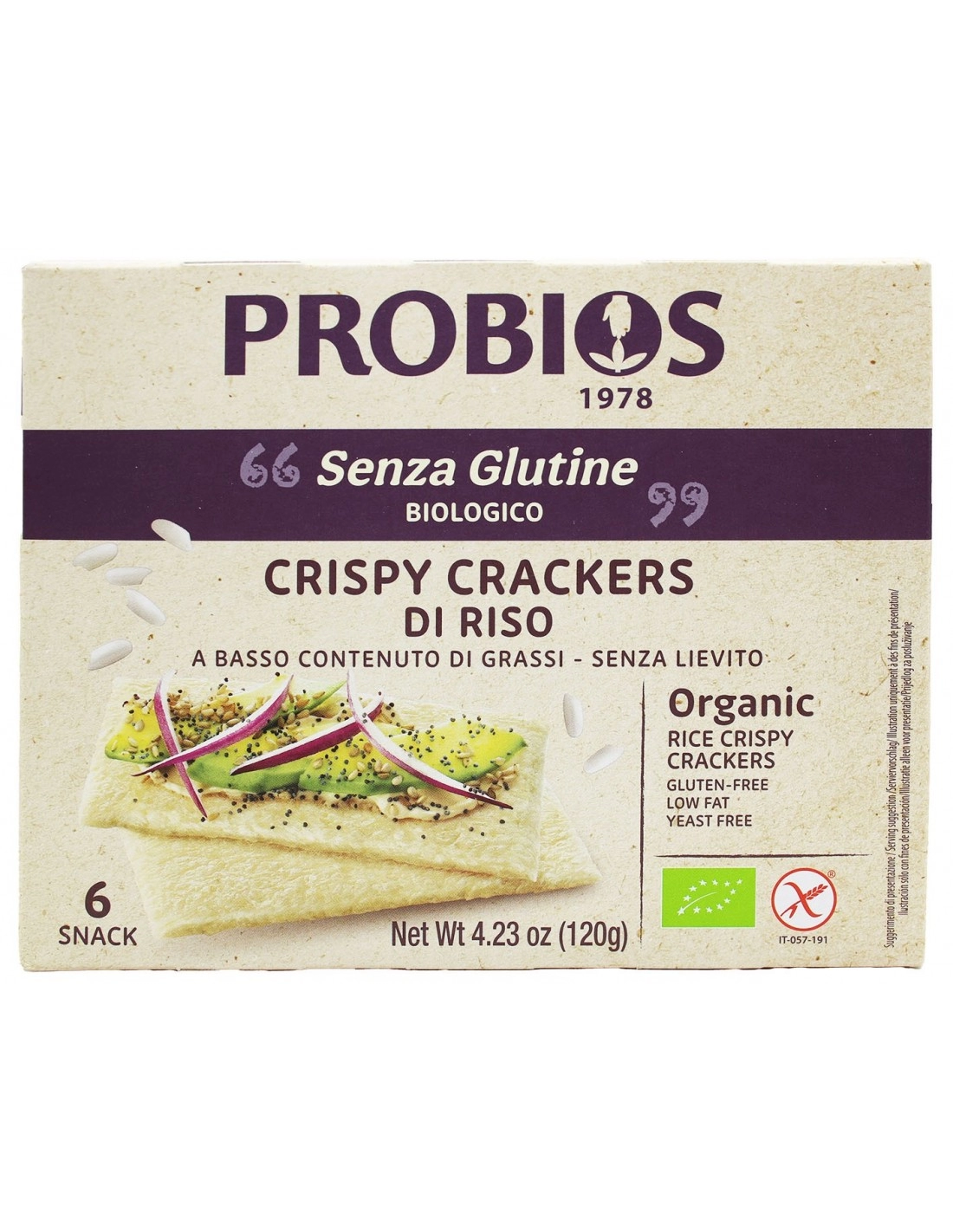Probios CRISPY CRACKERS 100% RISO  – new size