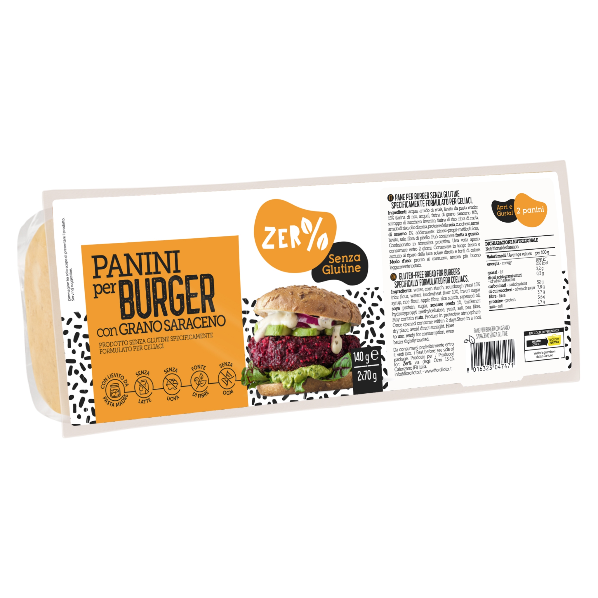 Biotobio Pane per burger con grano saraceno