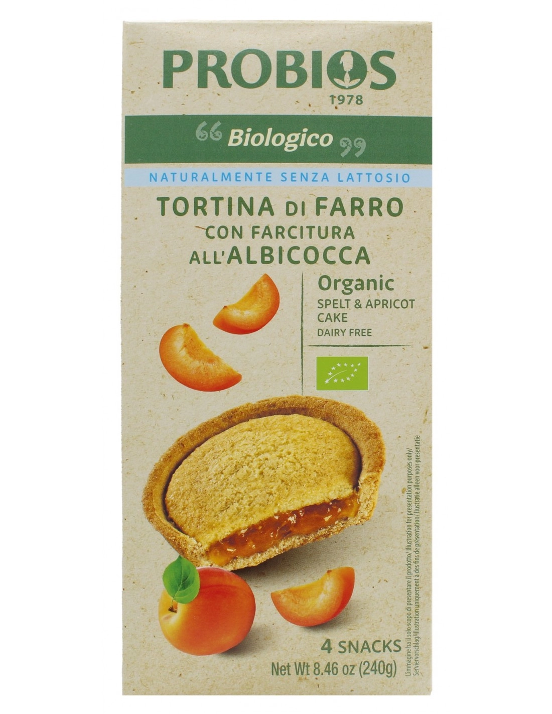 Probios TORTINA DI FARRO ALL’ALBICOCCA 4X60 gr