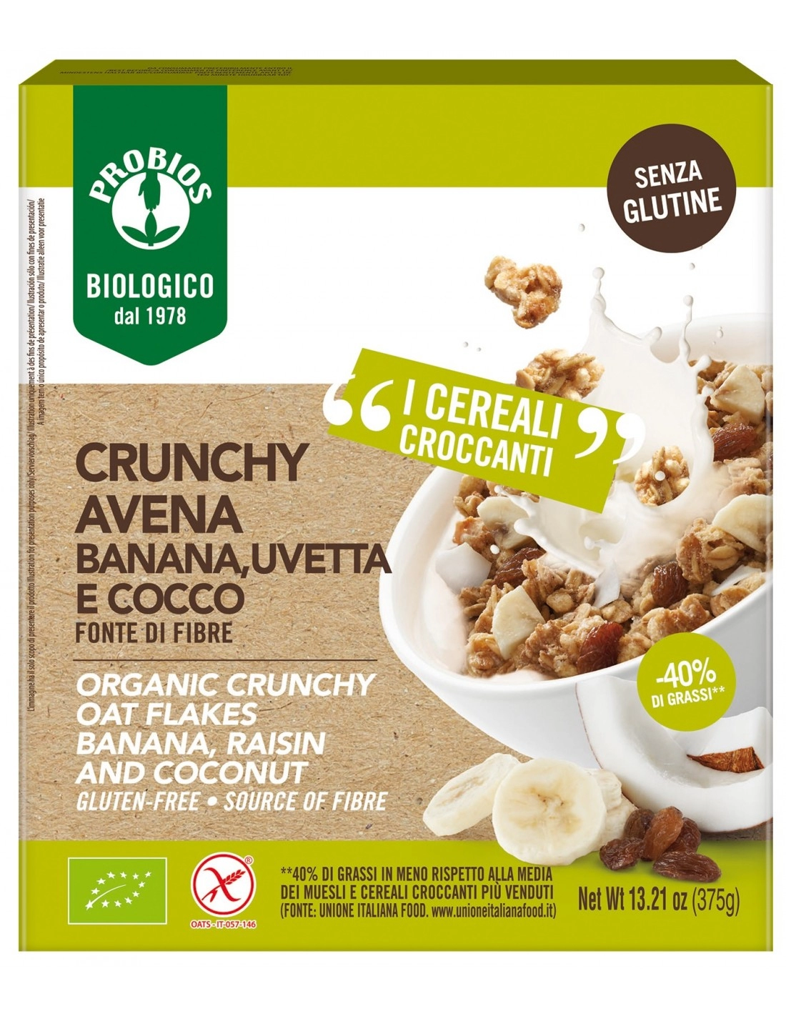 Probios CRUNCHY AVENA BANANA UVETTA E COCCO
