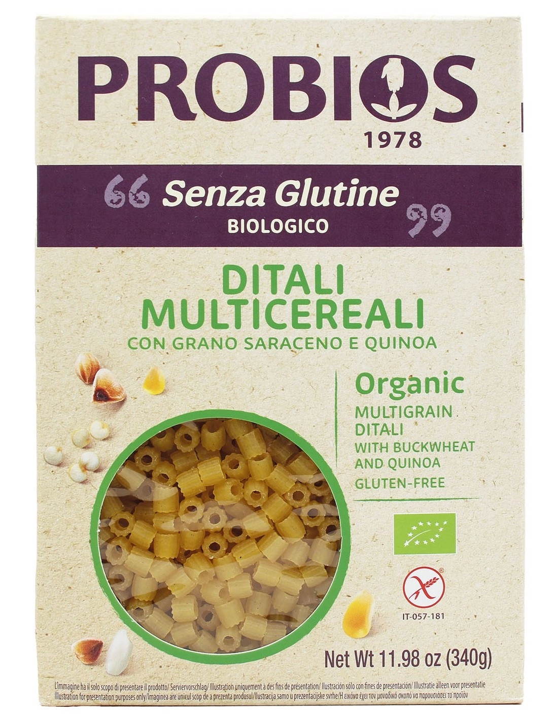Probios DITALI MULTICEREALI – con grano saraceno e quinoa