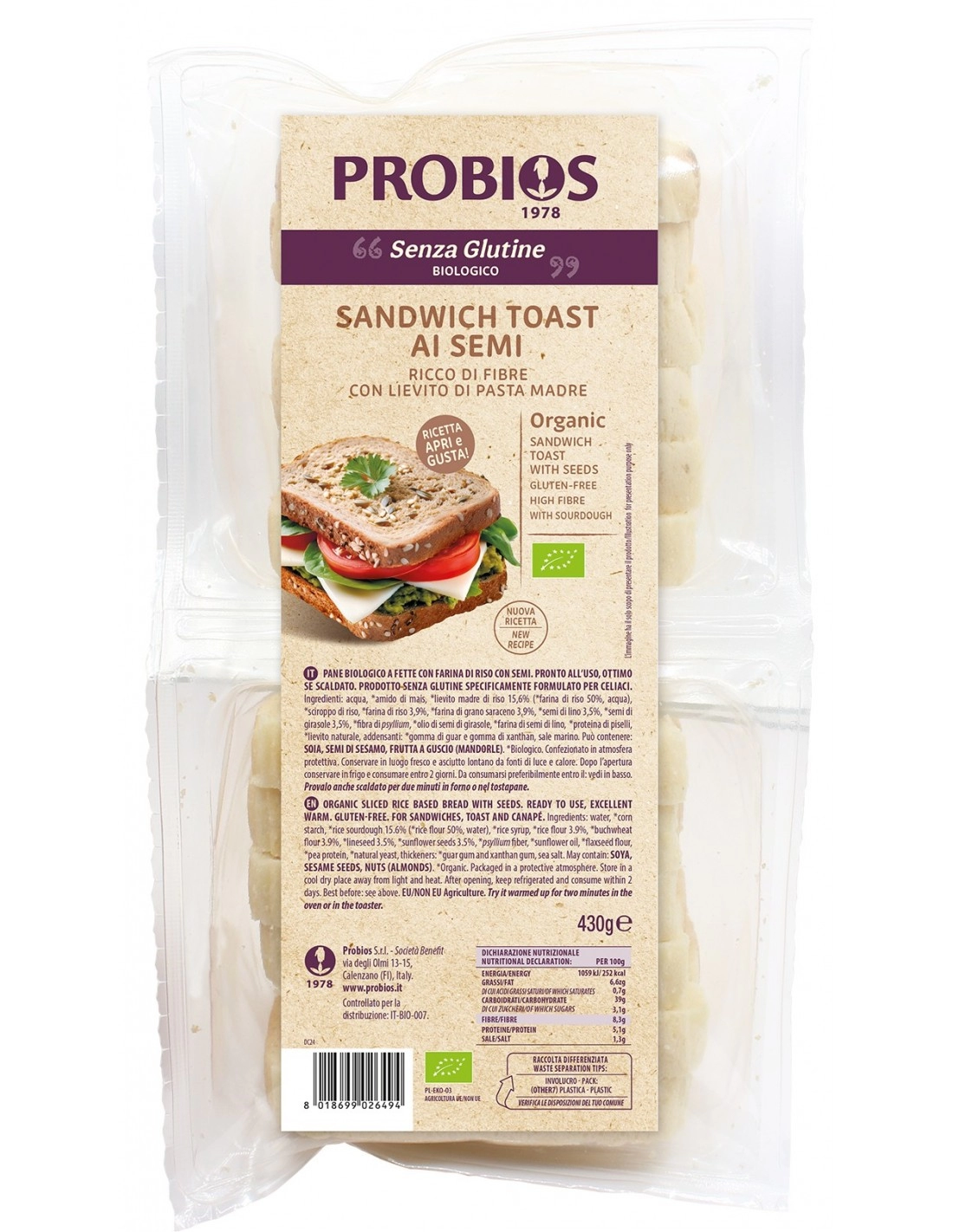 Probios SANDWICH TOAST AI 3 SEMI