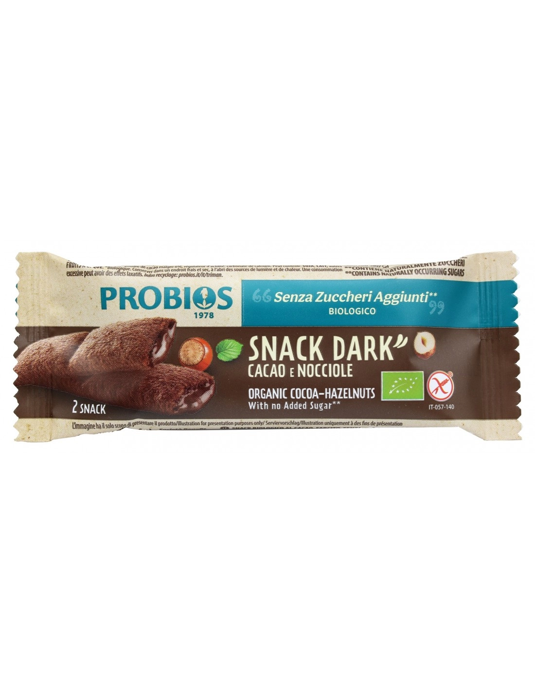 Probios SNACK DARK CACAO E NOCCIOLE SENZA ZUCCHERI AGGIUNTI**