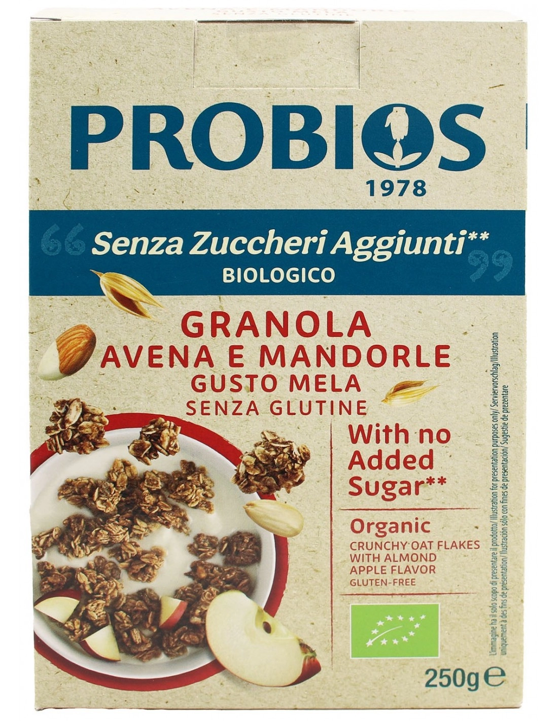 Probios GRANOLA AVENA E MANDORLE GUSTO MELA SENZA ZUCCHERI AGGIUNTI**