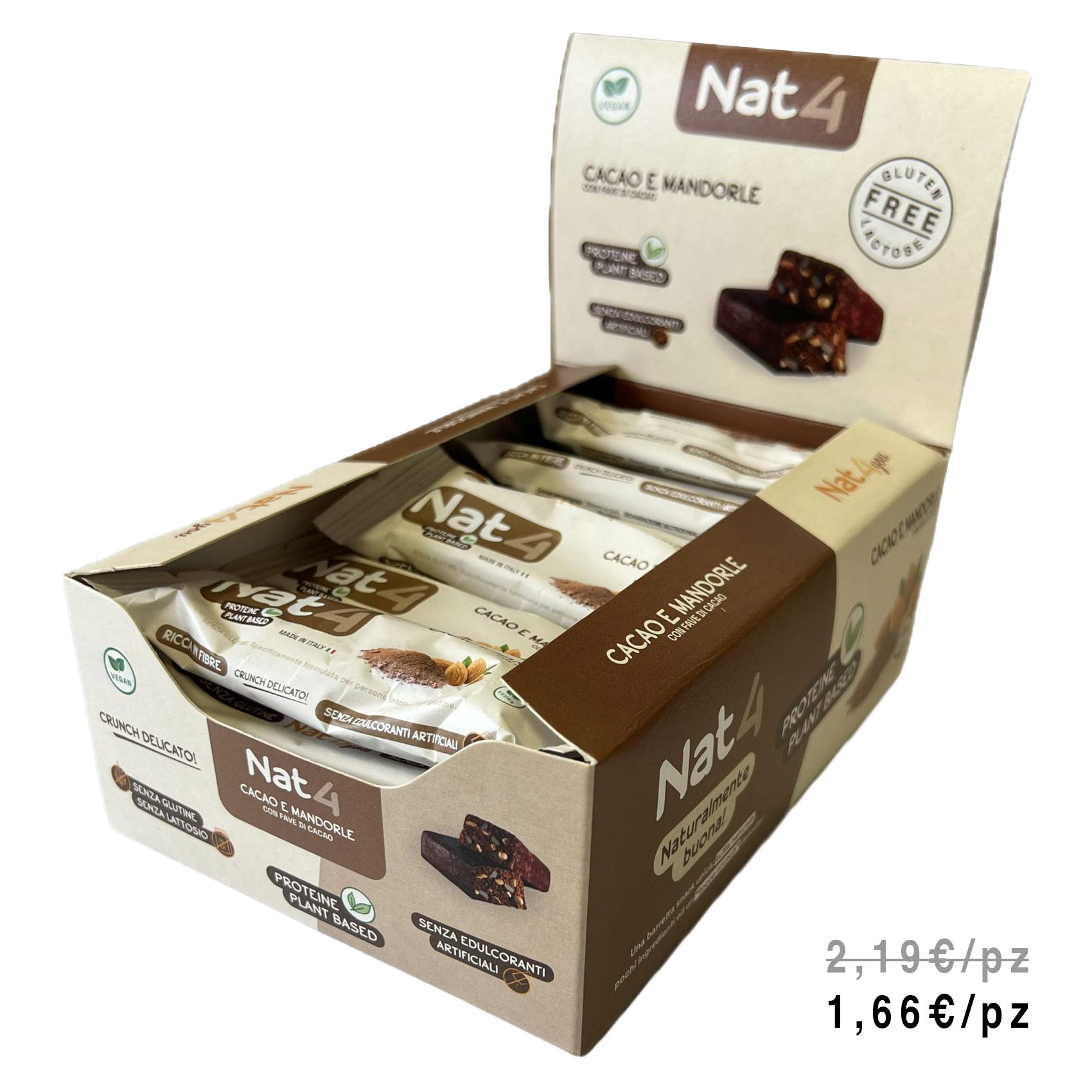 Italcibo NAT4 BAR CEREALI AVENA CACAO E MANDORLE – ( 1 DISPLAY DA 18 BARRETTE )
