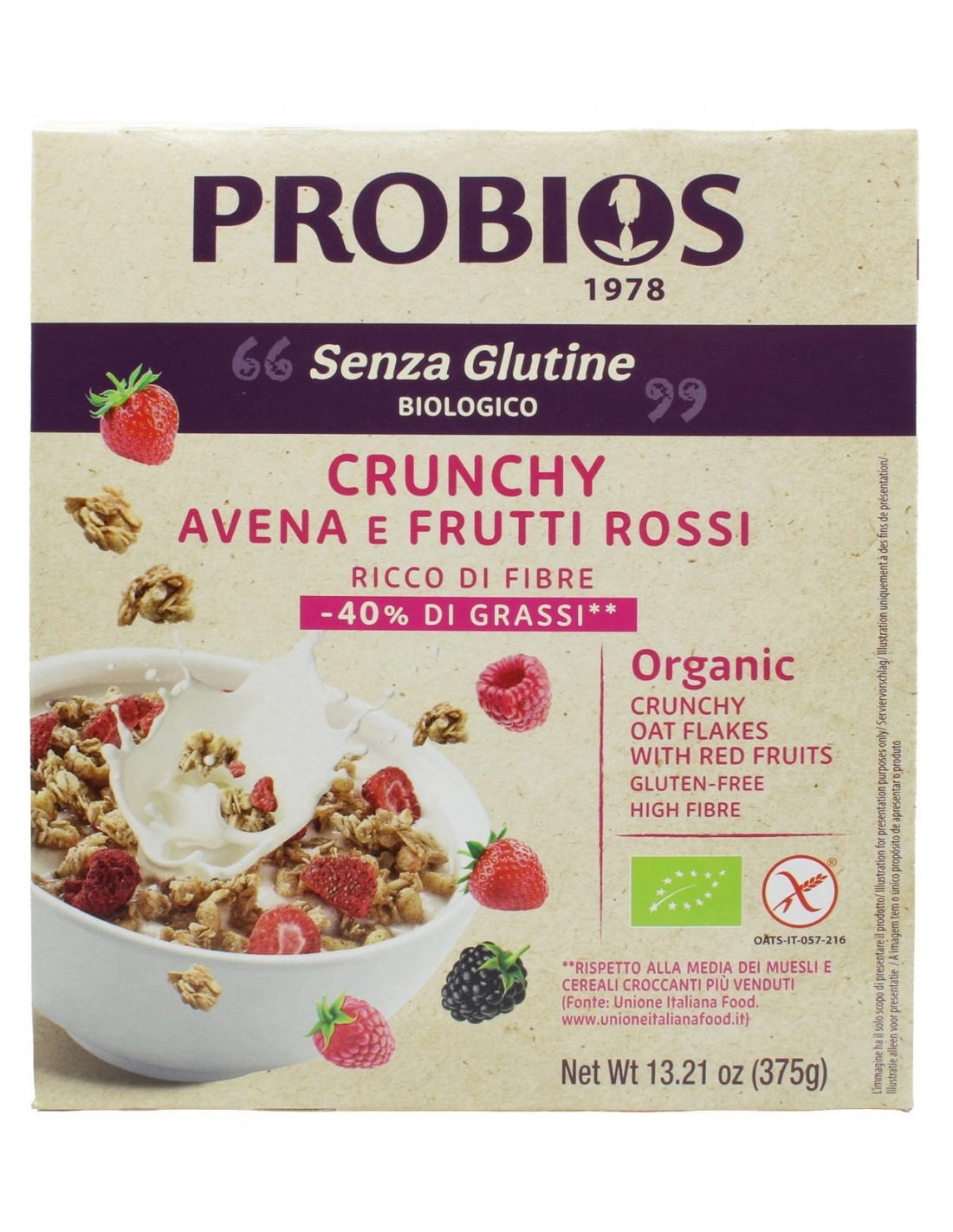 Probios CRUNCHY AVENA FRUTTI ROSSI
