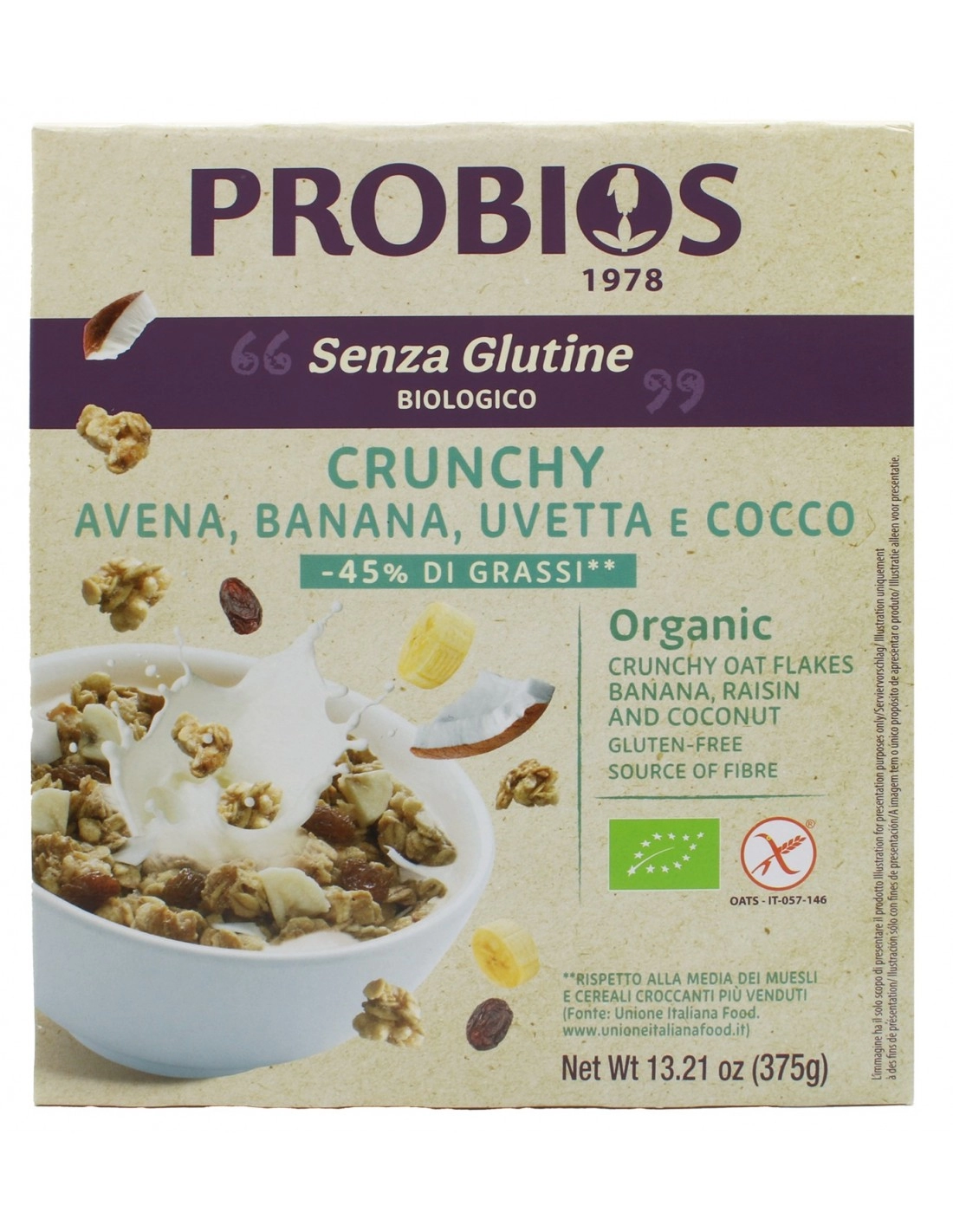 Probios CRUNCHY AVENA BANANA UVETTA E COCCO