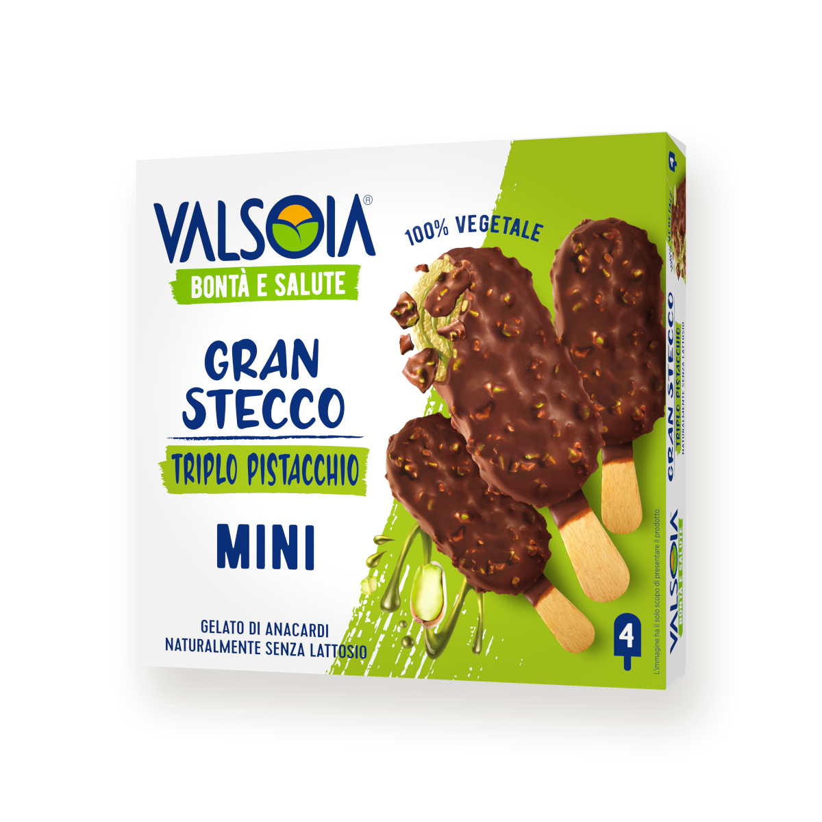 Italcibo Surgelati VALSOIA GRAN STECCO PISTACCHIO MINI – SENZA LATTOSIO
