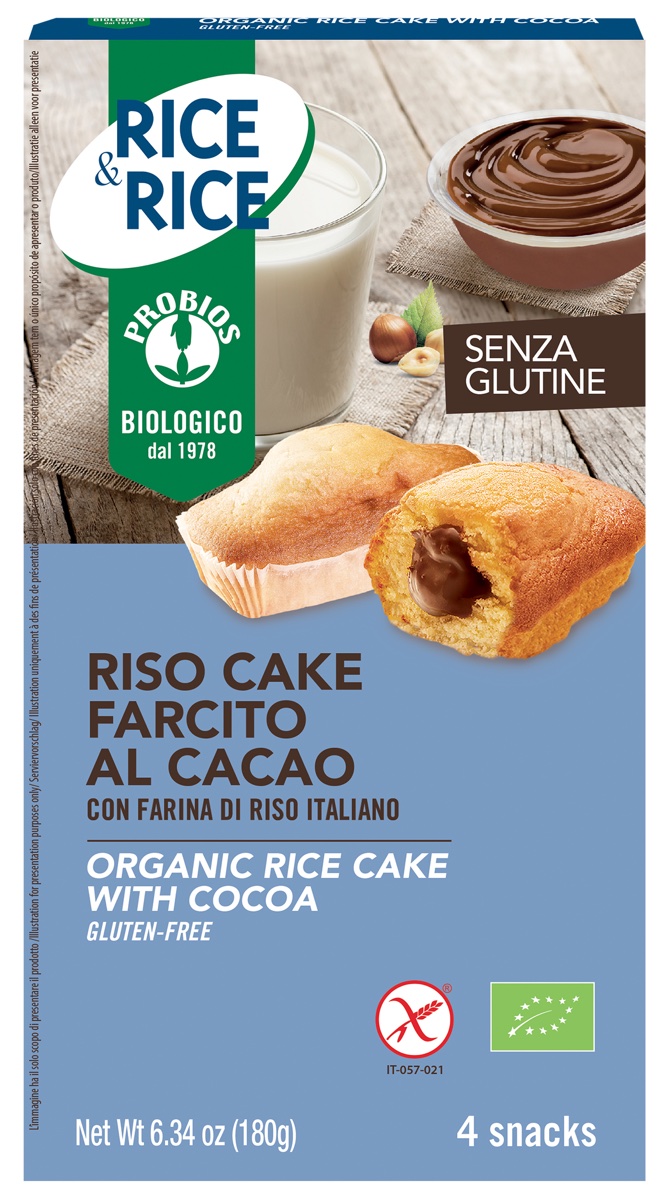 Probios RISO CAKE AL CACAO S/GLUTINE 4X45G